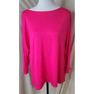 Tint & Shadow Womens Large Pink Sparkle Grommet 3/4 Sleeve Cold Shoulder Arm NWT